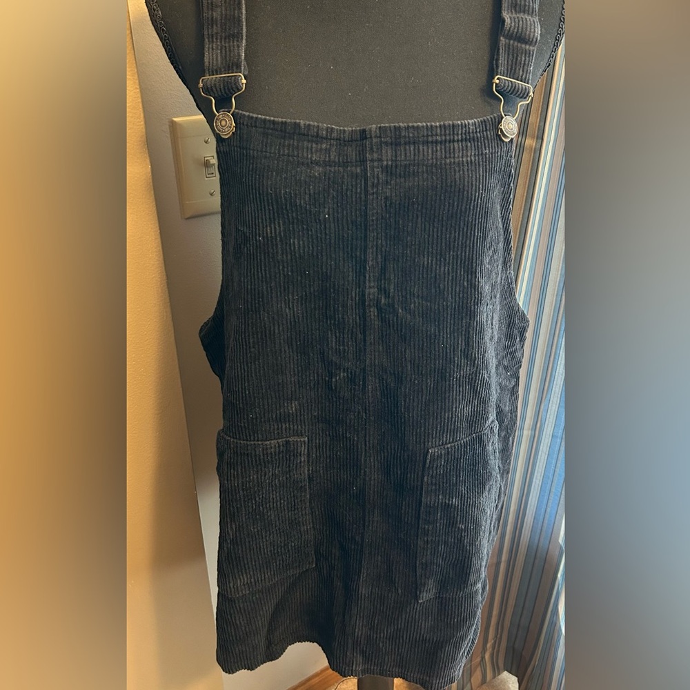 Sadie & Sage Black Corduroy Pinafore Dress
